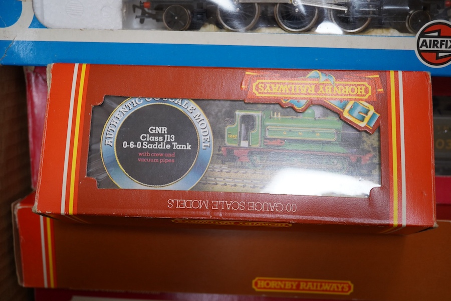 Seven boxed 00 gauge locomotives by Hornby Railways, GMR, Lima, etc. including; an LMS Coronation Class (R.066), two SR Schools Class (R.57 and R.817), a GWR Prairie Tank (54150-1), an LMS Royal Scot Class (54120-0), an